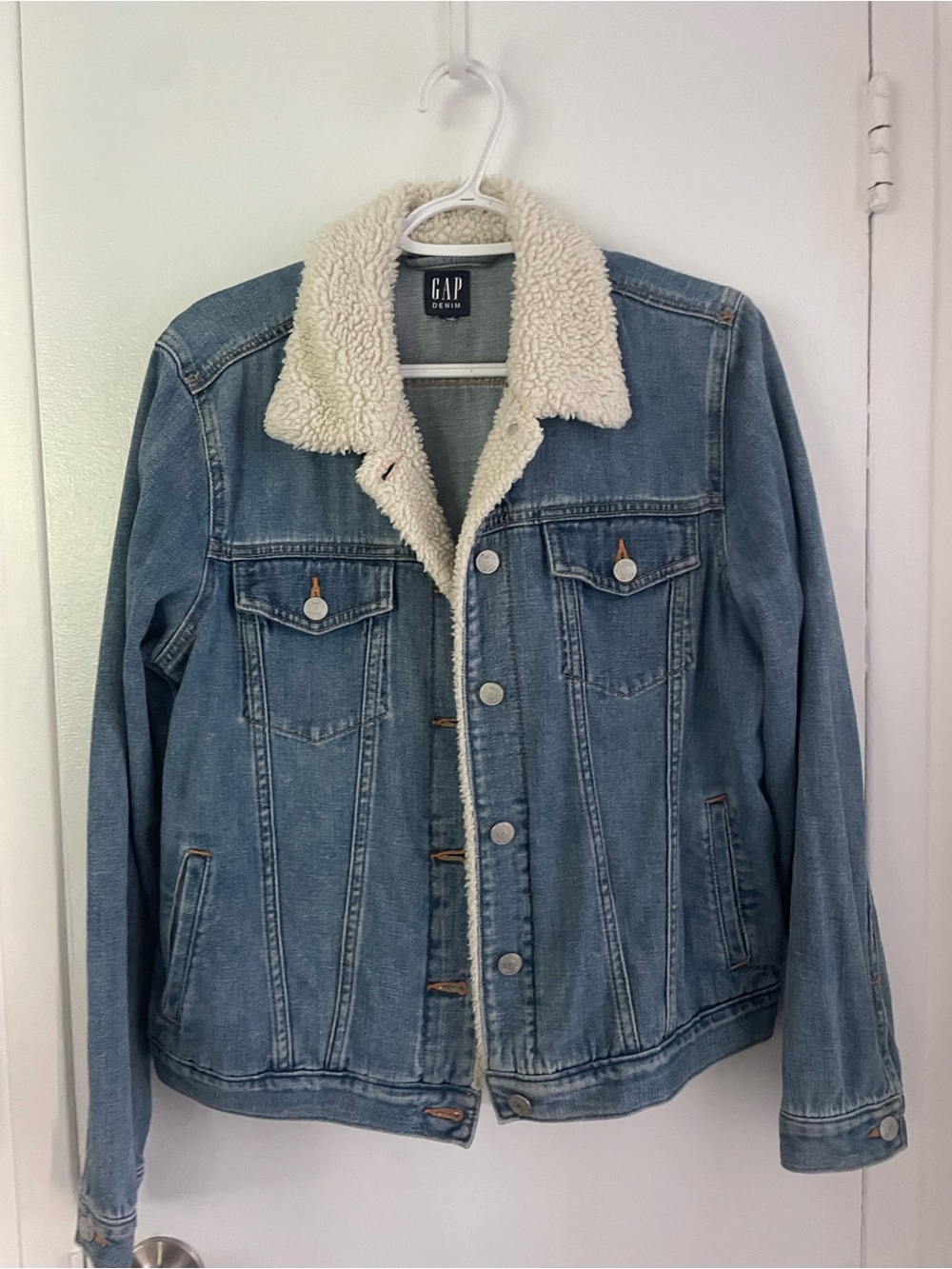 GAP Denim Jacket with Cream Sherpa Collar
